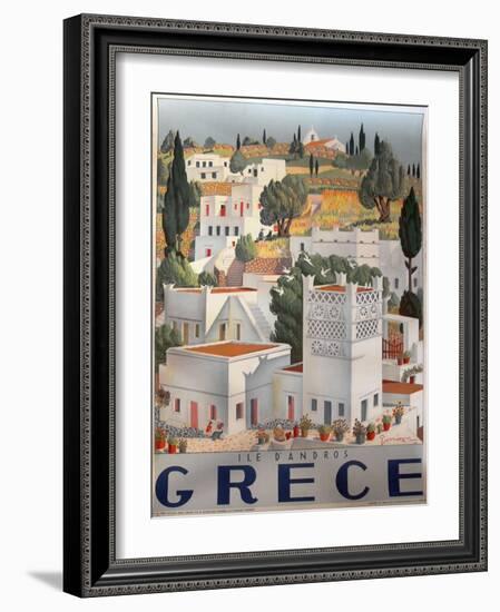 Greece Dandros travel poster-null-Framed Giclee Print