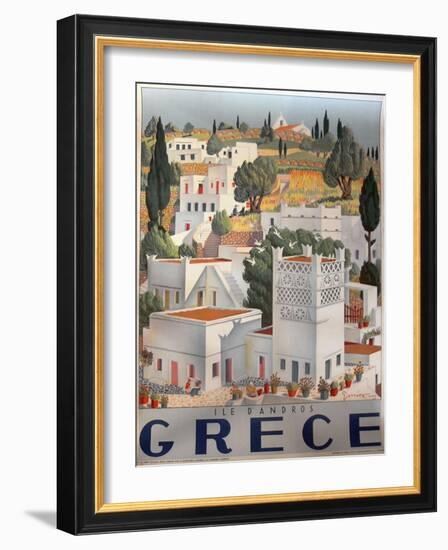 Greece Dandros travel poster-null-Framed Giclee Print