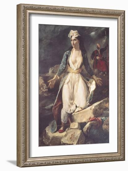 Greece Expiring on the Ruins of Missolonghi, 1826-Eugene Delacroix-Framed Giclee Print