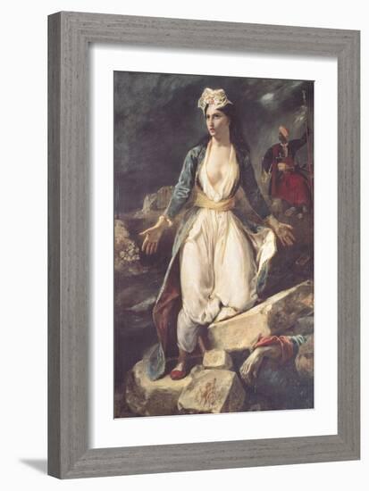 Greece Expiring on the Ruins of Missolonghi, 1826-Eugene Delacroix-Framed Giclee Print