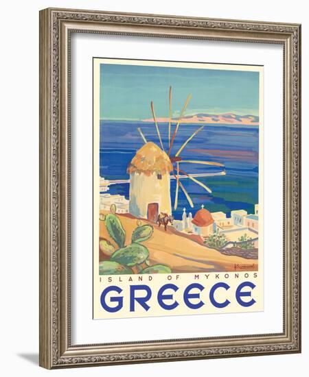 Greece - Island of Mykonos, Vintage Travel Poster 1949-Pacifica Island Art-Framed Art Print