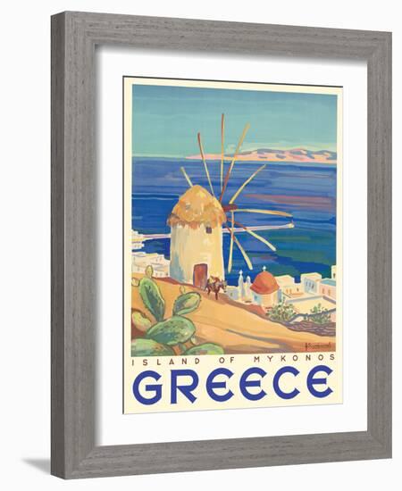 Greece - Island of Mykonos, Vintage Travel Poster 1949-Pacifica Island Art-Framed Art Print