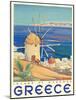 Greece - Island of Mykonos, Vintage Travel Poster 1949-Pacifica Island Art-Mounted Art Print