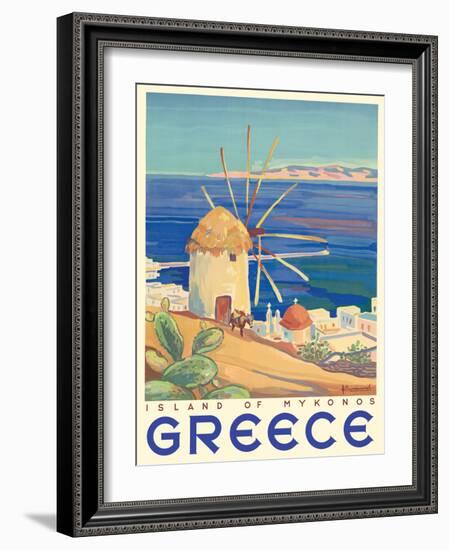 Greece - Island of Mykonos, Vintage Travel Poster 1949-Pacifica Island Art-Framed Art Print