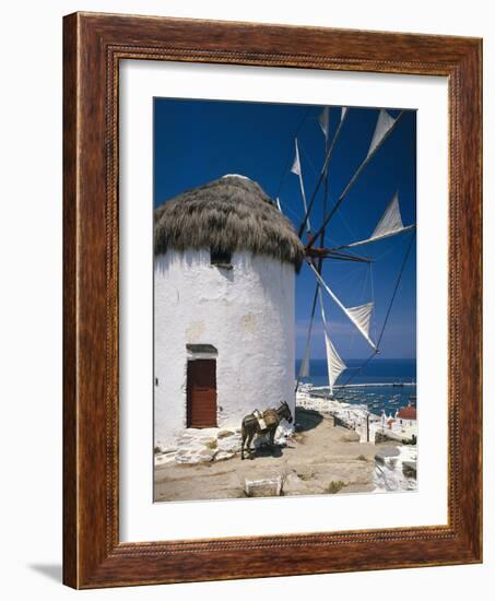 Greece, Mykonos, Mykonos City, Windmill, Donkey-Thonig-Framed Photographic Print