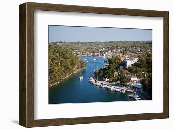 Greece, Paxos. Yachts and Pleasure Boats Moored in the Entrance to Gaios Harbour-John Warburton-lee-Framed Photographic Print