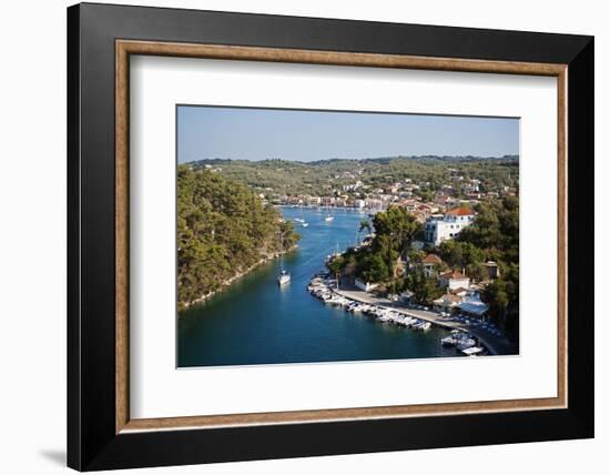 Greece, Paxos. Yachts and Pleasure Boats Moored in the Entrance to Gaios Harbour-John Warburton-lee-Framed Photographic Print