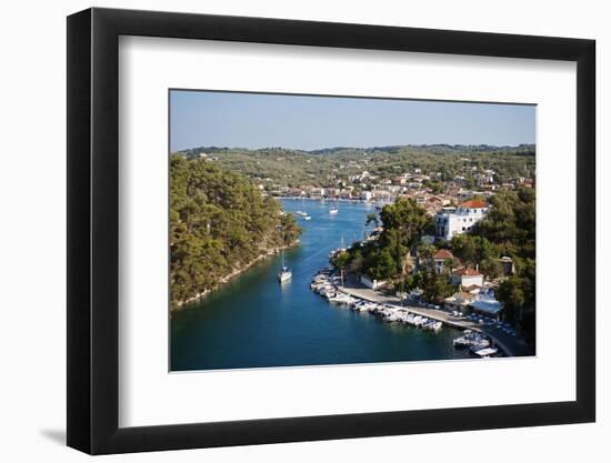 Greece, Paxos. Yachts and Pleasure Boats Moored in the Entrance to Gaios Harbour-John Warburton-lee-Framed Photographic Print