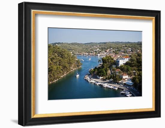 Greece, Paxos. Yachts and Pleasure Boats Moored in the Entrance to Gaios Harbour-John Warburton-lee-Framed Photographic Print