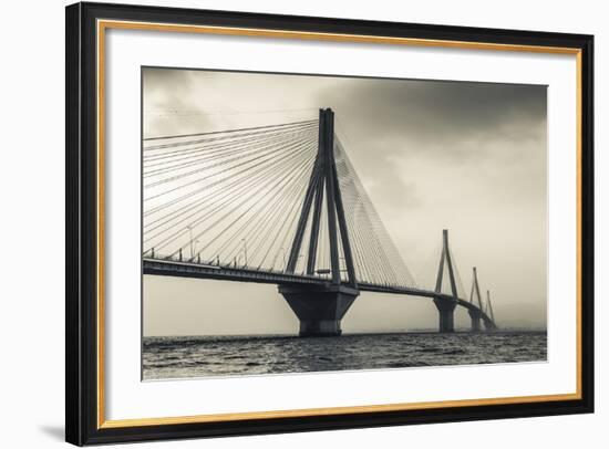 Greece, Peloponese Region, Gulf of Corinth, Patraa-Area, Rio Antirio Bridge-Walter Bibikow-Framed Photographic Print