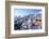 Greece, Santorini, Oia. white buildings and steep mountains at sunset.-Bill Bachmann-Framed Photographic Print