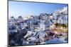 Greece, Santorini, Oia. white buildings and steep mountains at sunset.-Bill Bachmann-Mounted Photographic Print