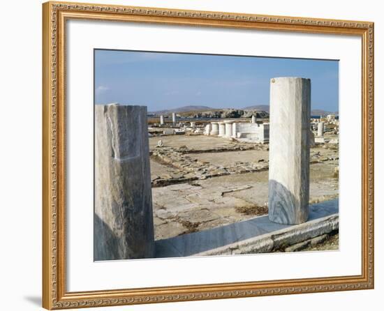 Greece, Southern Aegean, Cyclades Islands, Delos, Agora-null-Framed Giclee Print