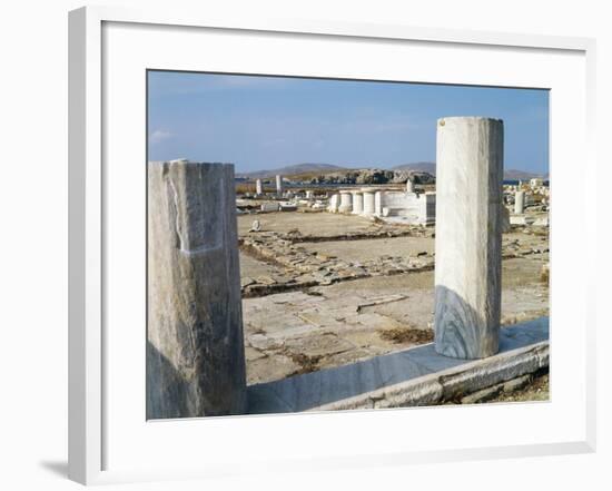 Greece, Southern Aegean, Cyclades Islands, Delos, Agora-null-Framed Giclee Print