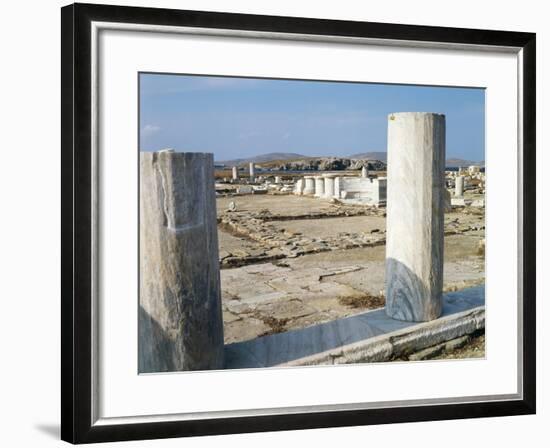 Greece, Southern Aegean, Cyclades Islands, Delos, Agora-null-Framed Giclee Print