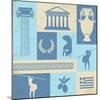 Greece Symbols And Landmarks On Retro Poster-radubalint-Mounted Art Print