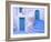 Greece, Symi. Blue doors and stairway of house.-Jaynes Gallery-Framed Photographic Print