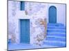 Greece, Symi. Blue doors and stairway of house.-Jaynes Gallery-Mounted Photographic Print