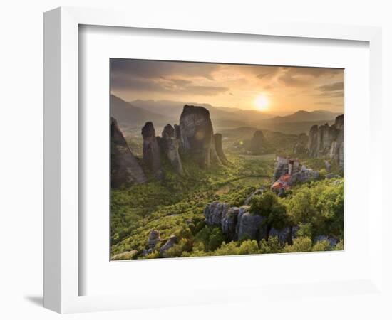 Greece, Thessaly, Meteora, Holy Monastery of Rousanou-Michele Falzone-Framed Photographic Print