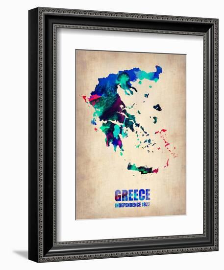 Greece Watercolor Poster-NaxArt-Framed Art Print