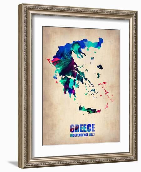 Greece Watercolor Poster-NaxArt-Framed Art Print