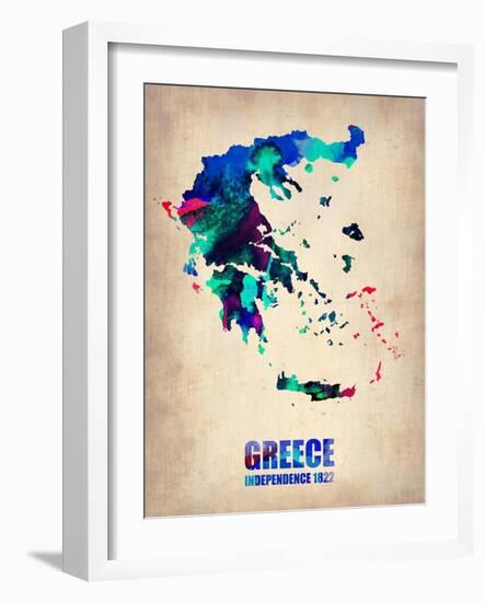 Greece Watercolor Poster-NaxArt-Framed Art Print