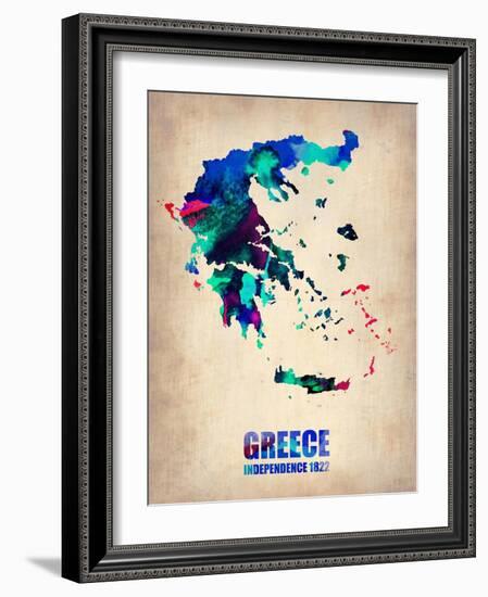 Greece Watercolor Poster-NaxArt-Framed Art Print