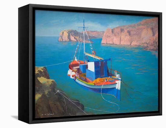 Greek Boat off Rhodes (Oil on Board)-William Ireland-Framed Premier Image Canvas