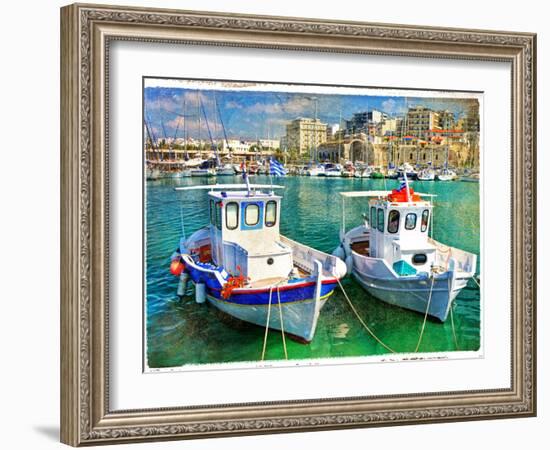 Greek Boats - Artistic Picture-Maugli-l-Framed Art Print