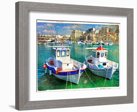 Greek Boats - Artistic Picture-Maugli-l-Framed Art Print