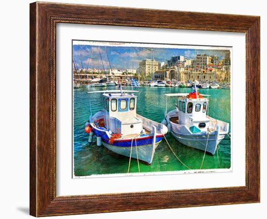 Greek Boats - Artistic Picture-Maugli-l-Framed Art Print