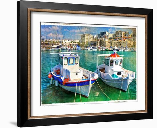 Greek Boats - Artistic Picture-Maugli-l-Framed Art Print