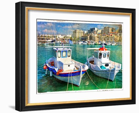Greek Boats - Artistic Picture-Maugli-l-Framed Art Print
