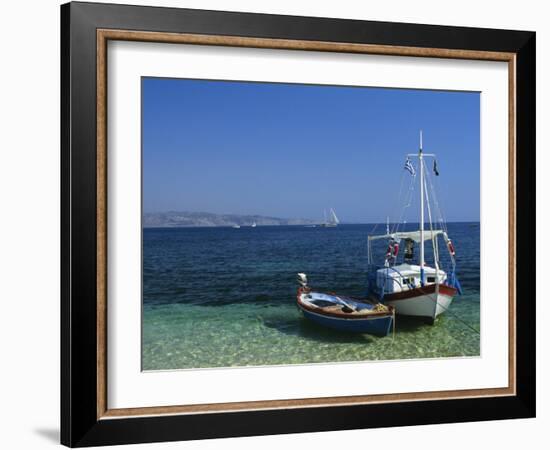 Greek Boats, Kalami Bay, Corfu, Ionian Islands, Greece, Europe-Kathy Collins-Framed Photographic Print