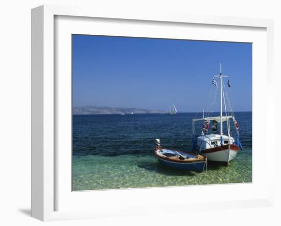 Greek Boats, Kalami Bay, Corfu, Ionian Islands, Greece, Europe-Kathy Collins-Framed Photographic Print