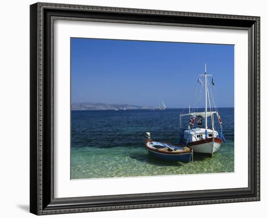 Greek Boats, Kalami Bay, Corfu, Ionian Islands, Greece, Europe-Kathy Collins-Framed Photographic Print