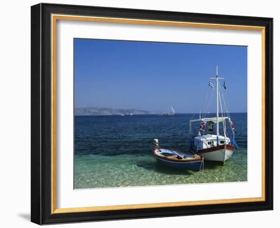 Greek Boats, Kalami Bay, Corfu, Ionian Islands, Greece, Europe-Kathy Collins-Framed Photographic Print