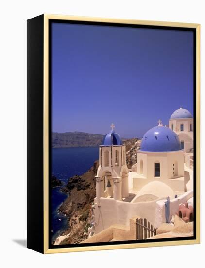 Greek Church, Santorini, Greece-Walter Bibikow-Framed Premier Image Canvas