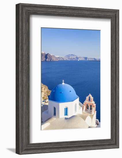 Greek Church with Blue Dome and Pink Bell Tower-Neale Clark-Framed Photographic Print