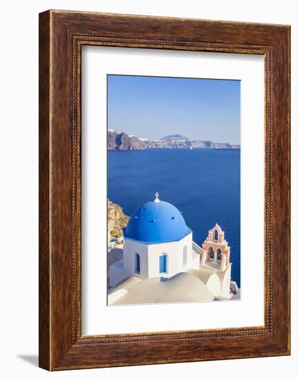 Greek Church with Blue Dome and Pink Bell Tower-Neale Clark-Framed Photographic Print