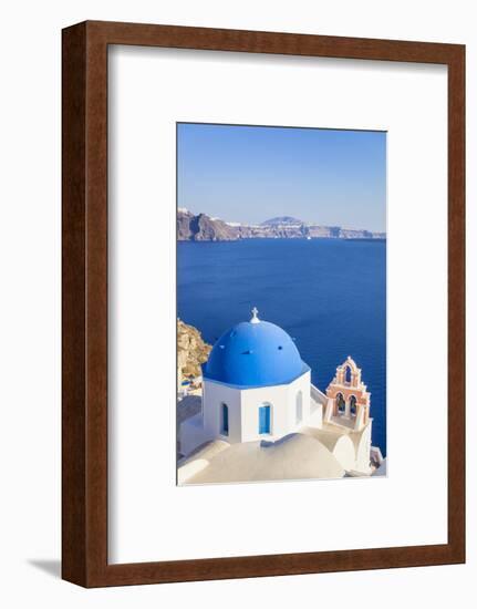 Greek Church with Blue Dome and Pink Bell Tower-Neale Clark-Framed Photographic Print