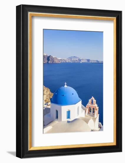 Greek Church with Blue Dome and Pink Bell Tower-Neale Clark-Framed Photographic Print