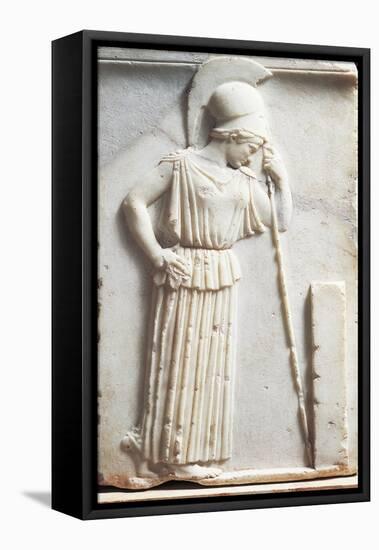 Greek Civilization, Bas-Relief Depicting Mourning Athena Standing in Front of Stele-null-Framed Premier Image Canvas