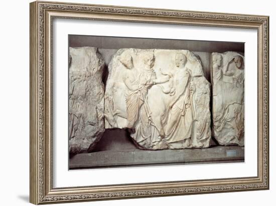 Greek Civilization, Bas-Relief Frieze by Phidias, from South Side of Parthenon, Pentelic Marble-null-Framed Giclee Print