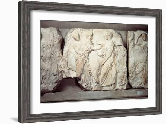 Greek Civilization, Bas-Relief Frieze by Phidias, from South Side of Parthenon, Pentelic Marble-null-Framed Giclee Print