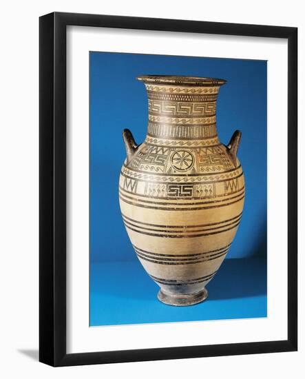 Greek Civilization, Geometric Attic Amphora from Thera, Santorini Island, Greece-null-Framed Giclee Print