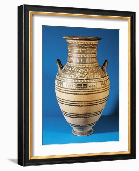 Greek Civilization, Geometric Attic Amphora from Thera, Santorini Island, Greece-null-Framed Giclee Print