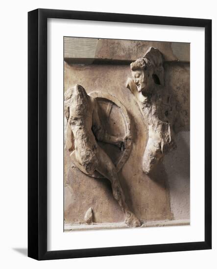 Greek Civilization, Metope of Athenian Treasury at Delphi Relief Depicting Heracles and Cycnus-null-Framed Giclee Print