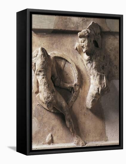 Greek Civilization, Metope of Athenian Treasury at Delphi Relief Depicting Heracles and Cycnus-null-Framed Premier Image Canvas