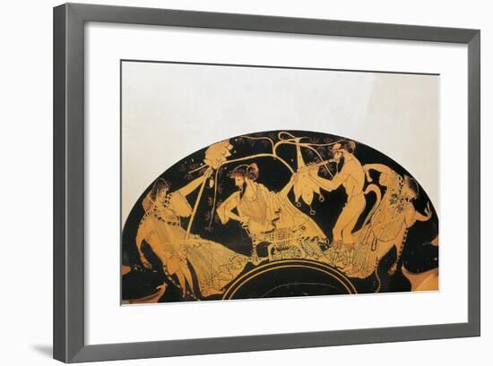 Greek Civilization, Red-Figure Pottery, Bowl by Painter of Brygos, Portraying Dionysus and Silenus-null-Framed Giclee Print
